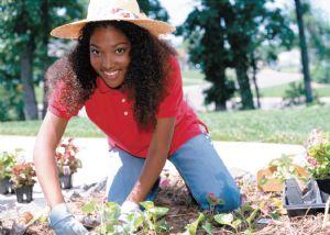 self-care woman gardening with plants