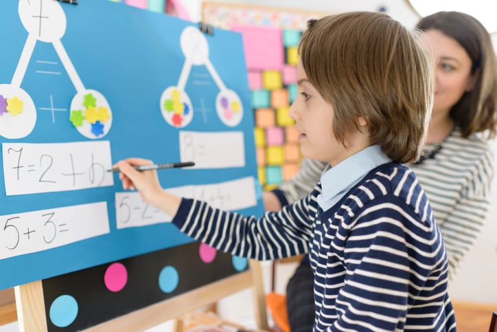 boy with autism performing math equations