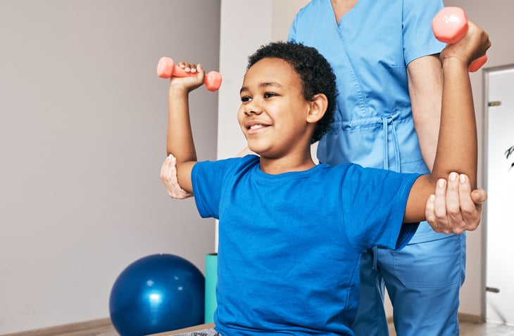 child with autism in physical therapy