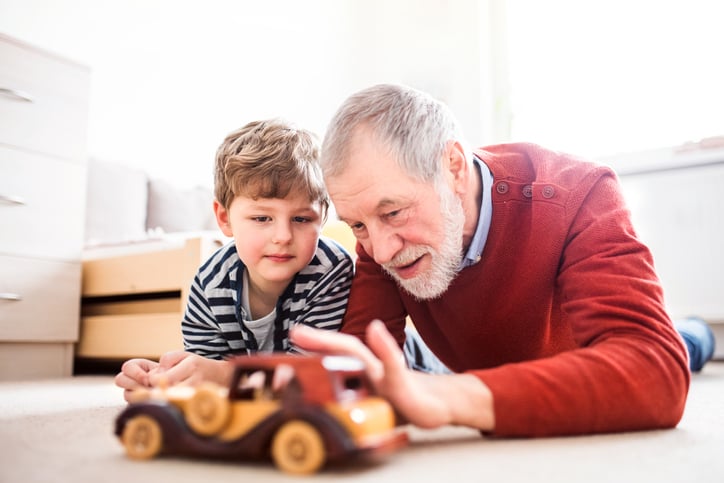 engaging with a boy with autism in floortime