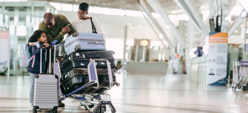 family of child with autism going through airport