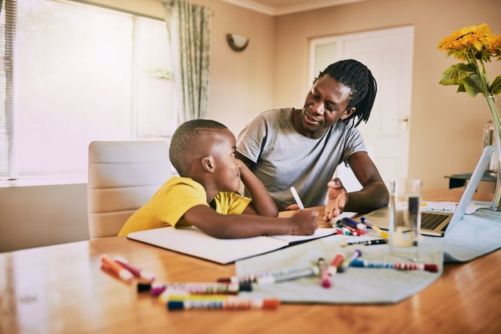 father and son with autism setting SMART goals