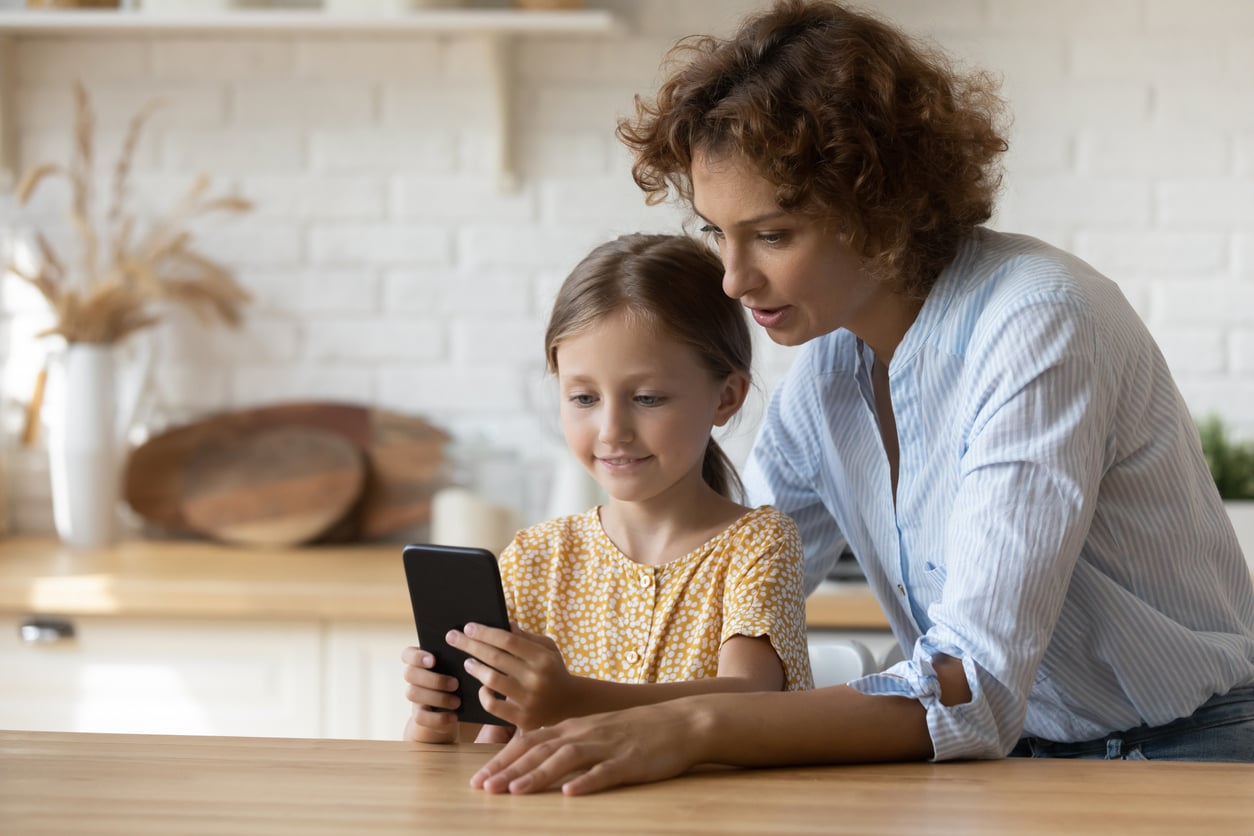 Girl watching video on phone
