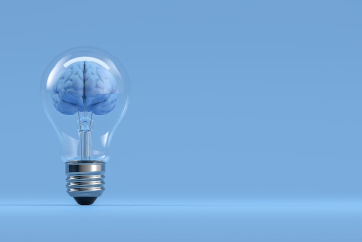 IQ brain in lightbulb