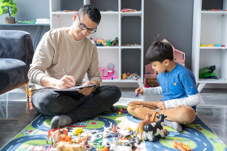 boy taking language diagnostic test