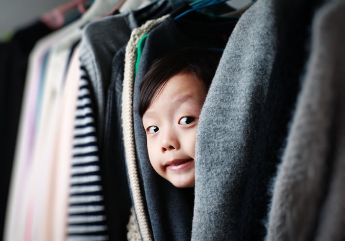 boy with autism hiding