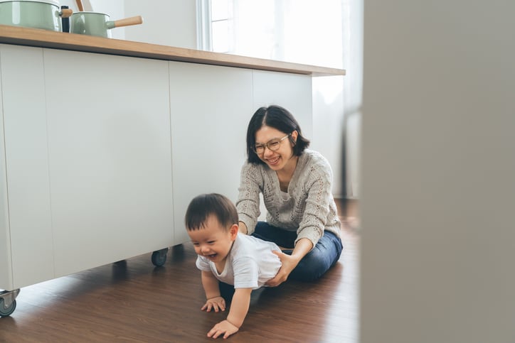 crawling asian baby autism