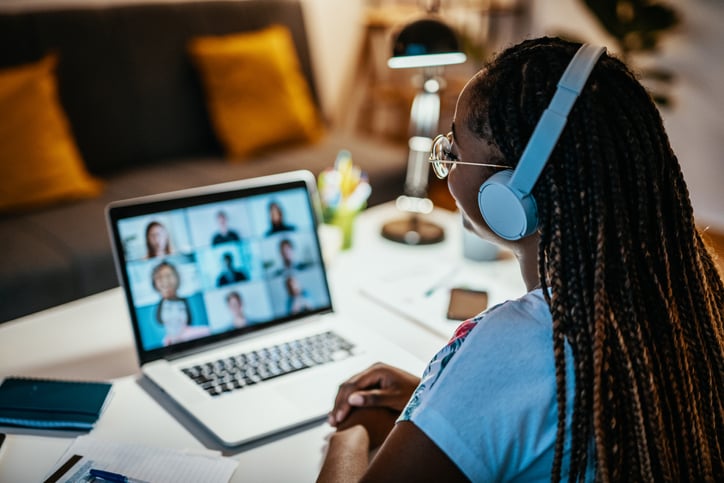 girl with autism participating in classes online college