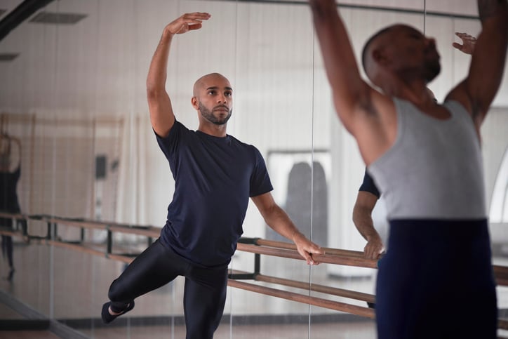 man with autism practicing dance rehearsal