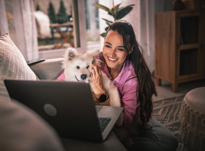 student with autism introducing her pet on zoom