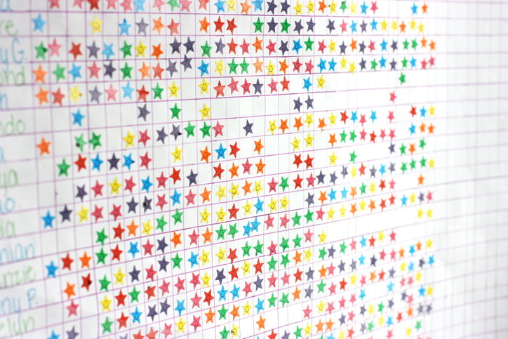 reward stickers on a wall for children with autism