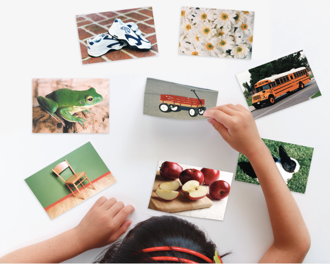 child with autism using Language Builder ARIS cards 