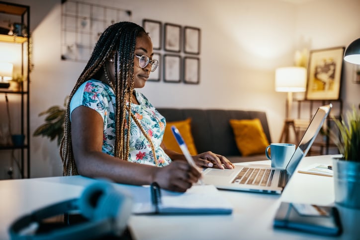 woman studying for certification exam